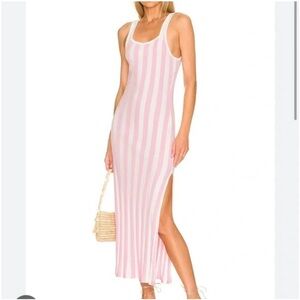 SOLID & STRIPED The Kimberly Striped Midi Dress Pink and White Size Medium
